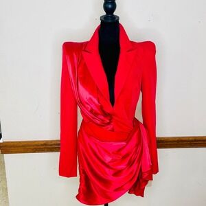 Blithe LA‎ Blazer Bodysuit Women Red sexy club wear birthday Draped dress